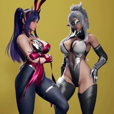 Bunny Irelia & Dark Elf Blader  asserting dominance