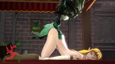 Imp Midna x Princess Zelda futa