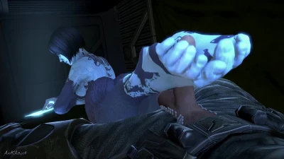 [AnKhajiit] Cortana Reverse Footjob Commission