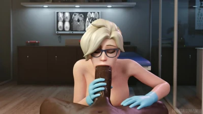 Mercy handjob and blowjob
