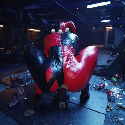 Harley Quinn Anal Rides Big Horse Dildo  ( Cum )