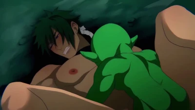 Green-skinned orc futa getting fucked doggystyle and riding cowgirl by muscular human male