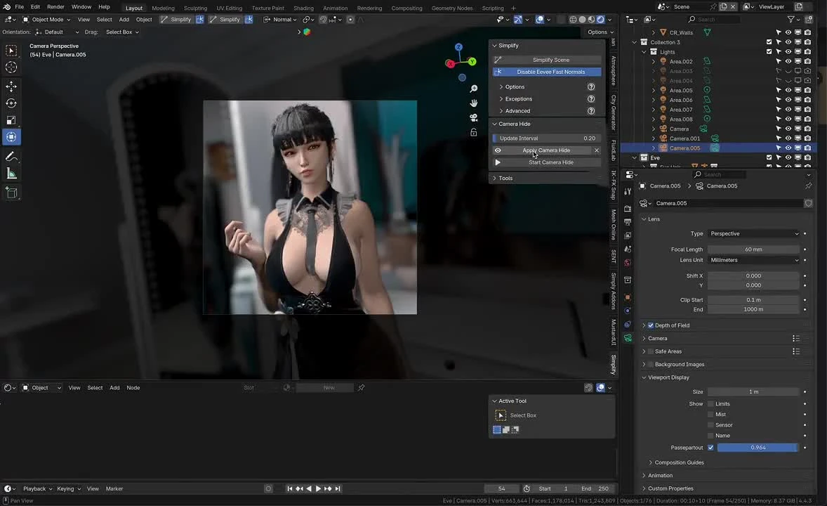 A woman standing in a black dress in a blurred modern interior - 3D Free Porn | 100% Ad-Free | xporn3d.com