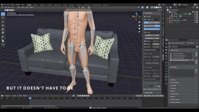 Blender tutorial screenshots for Simplicage addon with rigged models