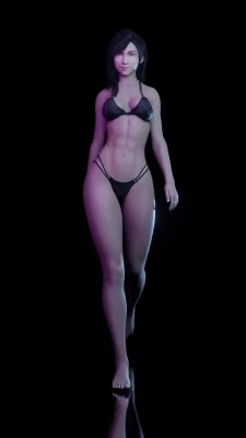Tifa Lockhart walking forward nude toward the camera