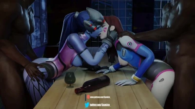 Two guys taking Widowmaker and D.va from behind