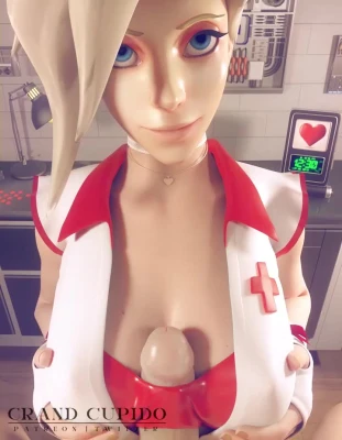 Mercy providing first help to your injured cock