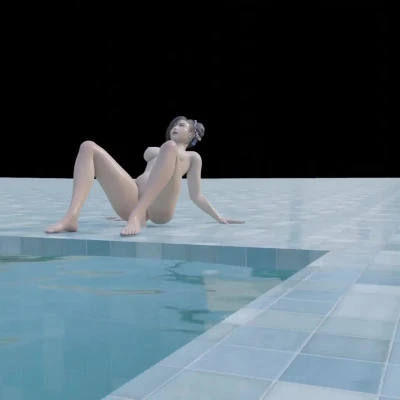 Tifa Lockhart with dildo at pool