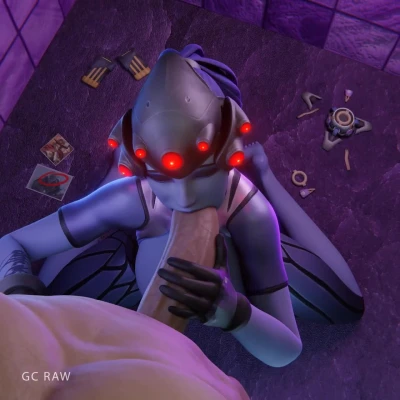 widowmaker deepthroating in a nightclub