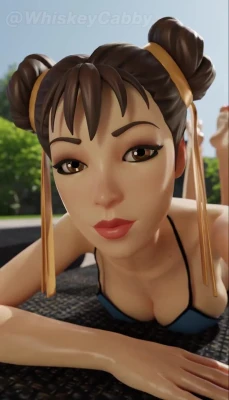 Chun-Li Sunbathing by the pool