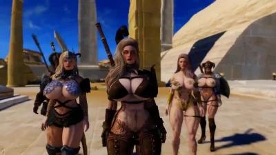 Load the last save and forgot I have like 5 people with me Skyrim sexy Amazons