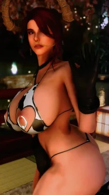Cow outfit big tits sexy horned girl - Destiny 2 Porn Modding
