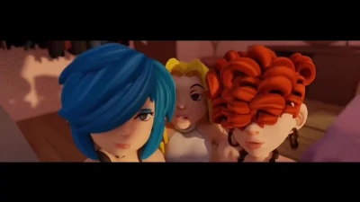 Girl shakes her fist romantically while nothing weird happens off camera