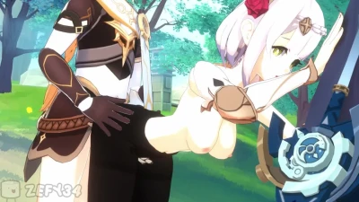 Aether and Noelle in the forest | GENSHIN IMPACT
