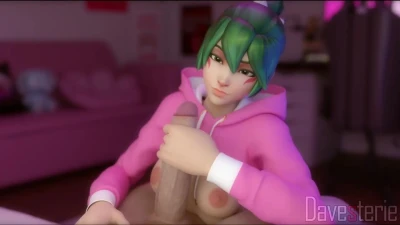 Gamer Kiriko handjob