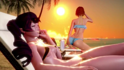 Chilling at the beach with Azraesha and Cait