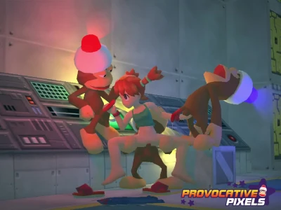 Natsumi taking care of the monkeys [Ape Escape]