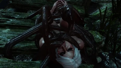 Ciri captured and fucked like crazy by tentacles (Game Over)