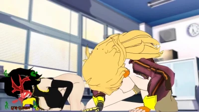Yang and Kali self-footjob futanari