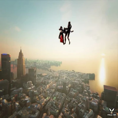 DC Parody SuperGirl PowerGirl Flying Threesome Kiss Orgy FFM