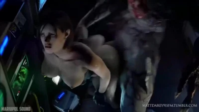 Jill Gets Captured & Slutted Out By Tyrant In His Lair