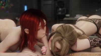 Threesome with Aerith  Cissnei & Zack