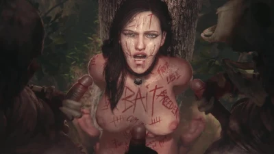 Yennefer and Nekkers Bukkake (Bodywriting variant)