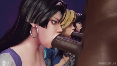 Psylocke + Sue Storm + Luna Snow blowjob