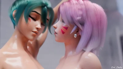 Kiriko & Dva take a shower together
