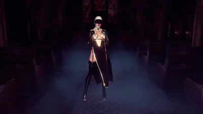 Horny gothic nun milf in revealing outfit dances seductively in church