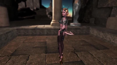 Petite futa tiefling in lustful armor playfully seduces the adventurer