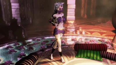 Exotic сatgirl concubine belly dances barefoot in egyptian oasis temple