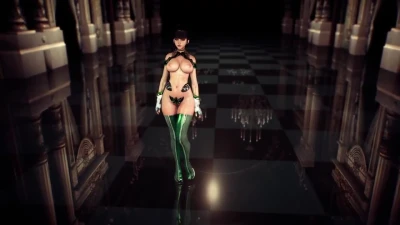 Flirtatious busty Eve shows off a new paid skin in erotic solo dance