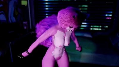 Mischievous furry e-girl shows off her sweet toned body in dark bedroom