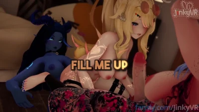 [JinkyVR] BEGGING to get FILLED UP by @MuteMew and @BlueChan