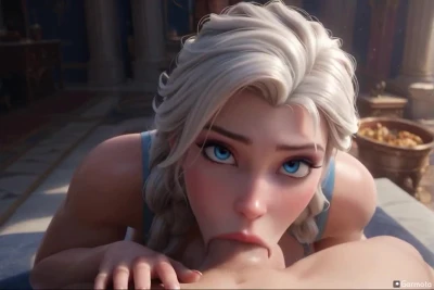 POV Elsa is deepthroating you in her castle