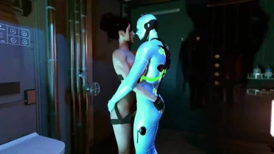 Gorgeous tanned Panam Palmer having anal fun with new sexbot in bathroom