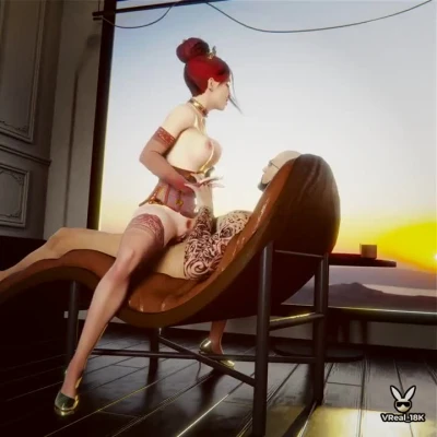 Scarlet Fyre (OC) sex dancing to the beat on honey sunset.