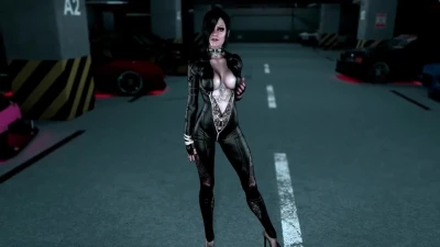 Gothic dominatrix Lisbeth Salander dancing for you in tight latex bodysuit
