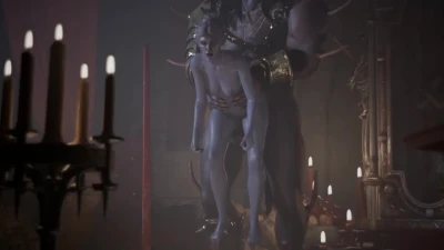 Minthara with the Minotaur by candlelight