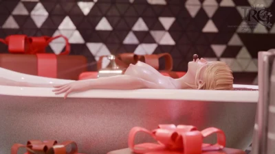 Chocolate praline on her lips   FHD 360° Video