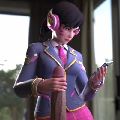 D.Va is giving an unenthusiastic handjob