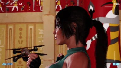 Chesty tanned Lara Croft abandons dangerous raids and becomes a porn model